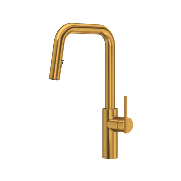 Riobel Lateral™ Pull-Down Kitchen Faucet With U-Spout - Brushed Gold