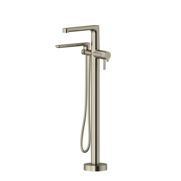 Riobel Nibi Thermostatic Single Hole Floor Mount Tub Filler Trim - Brushed Nickel TNB39BN