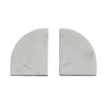 Renwil Kaleido Marble Bookends - Set of 2 — front view of the pair of curved white marble bookends