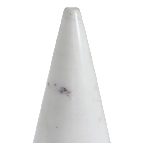 Renwil Silica White Marble Sculpture — close-up of the upper tapered form