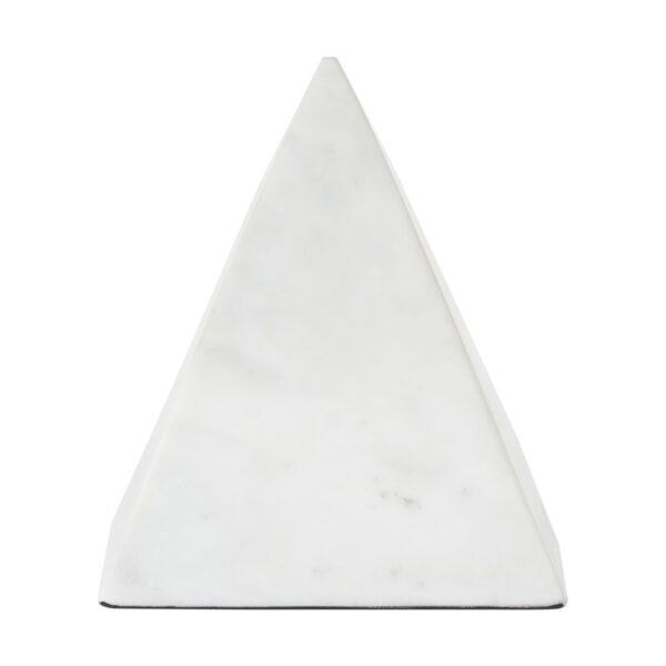 Renwil Symmetra White Marble Pyramid Sculpture — product detail view 2