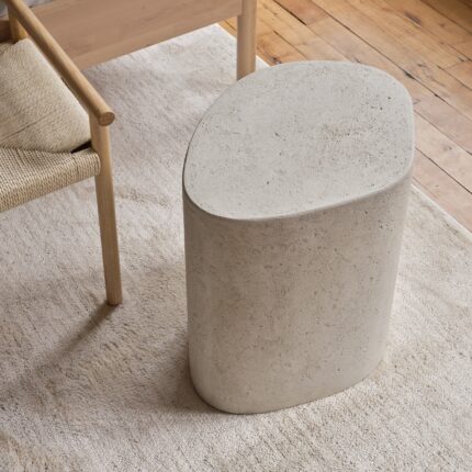 Renwil Ghent TA509 cream volcanic stone accent table — room setting
