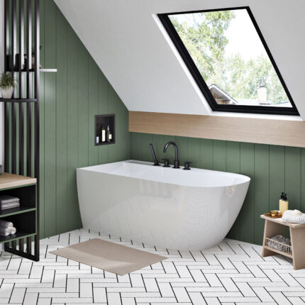 Zitta Stelvio 60″ Freestanding Bathtub — Matte White, Left Drain — view 1