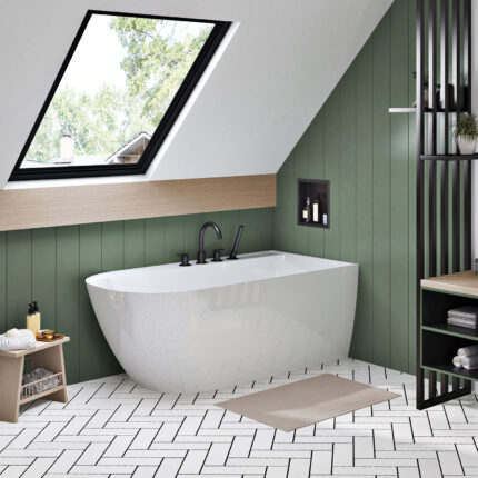 Zitta Stelvio 60″ Freestanding Bathtub — Matte White, Right Drain — view 1