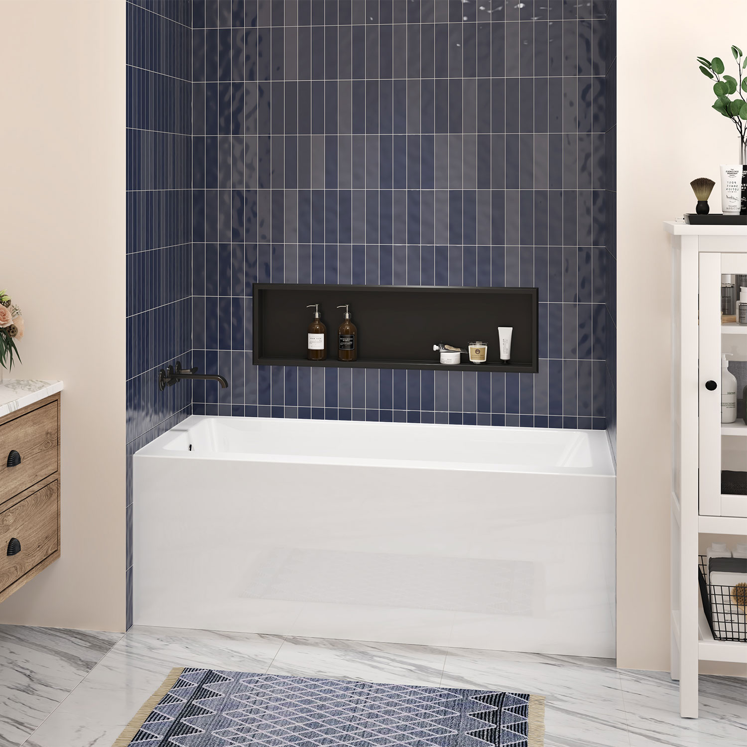 Zitta Baya I skirted alcove bathtub in glossy white