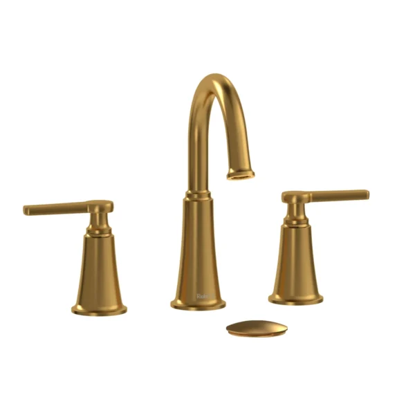 Riobel Momenti Widespread Lavatory Faucet With C-Spout — Brushed Gold