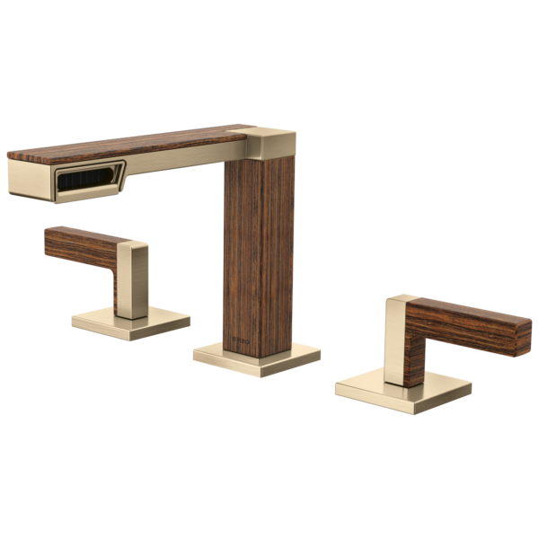 Brizo Frank Lloyd Wright Brilliance® Luxe Gold® / Wood faucet with Lever · Wood accent handles — 65322LF-GLTKLHP--HL5322-GLTK