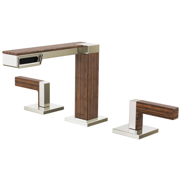 Brizo Frank Lloyd Wright Brilliance® Polished Nickel / Wood faucet with Lever · Wood accent handles — 65322LF-PNTKLHP--HL5322-PNTK