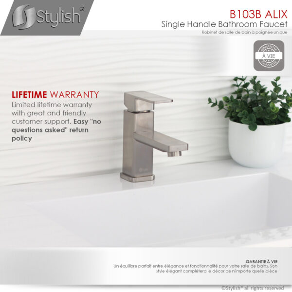 Stylish B-103B Stylish Single Handle Bathroom Faucet (Open Box), product view 7