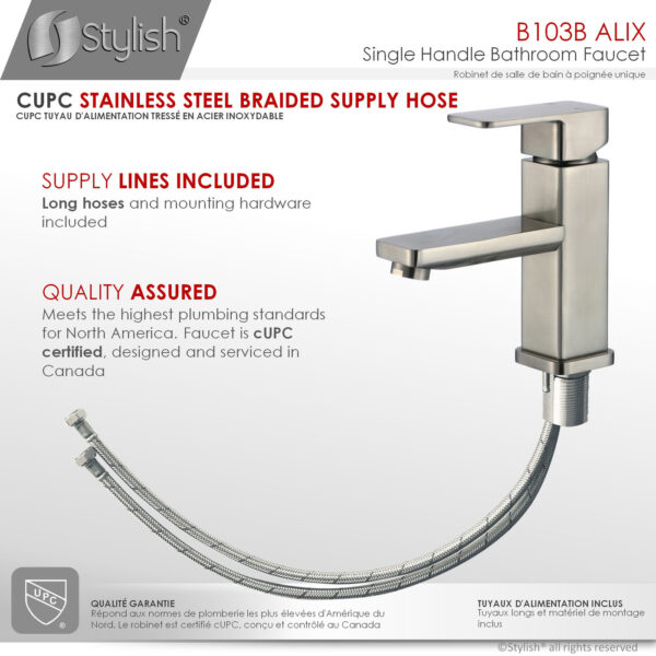 Stylish B-103B Stylish Single Handle Bathroom Faucet (Open Box), product view 9