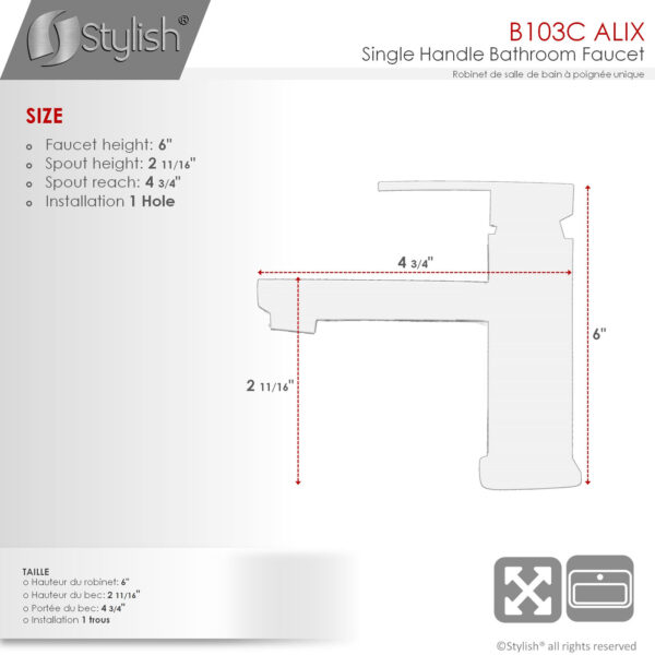 Stylish Alix Bathroom Faucet, product view 4