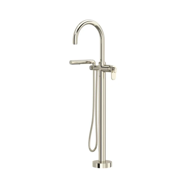 Riobel Arca Thermostatic Single Hole Floor Mount Tub Filler Trim — Polished Nickel