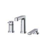 Riobel Nibi 3-Hole Pressure Balance Deck Mount Tub Filler Trim — Chrome