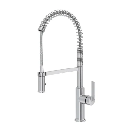 Riobel Authentica Pre-Rinse Pull-Down Kitchen Faucet — Stainless Steel
