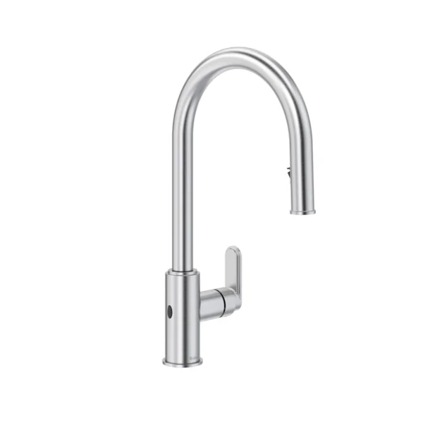 Riobel Arca Pull-Down Touchless Kitchen Faucet With C-Spout — Stainless Steel