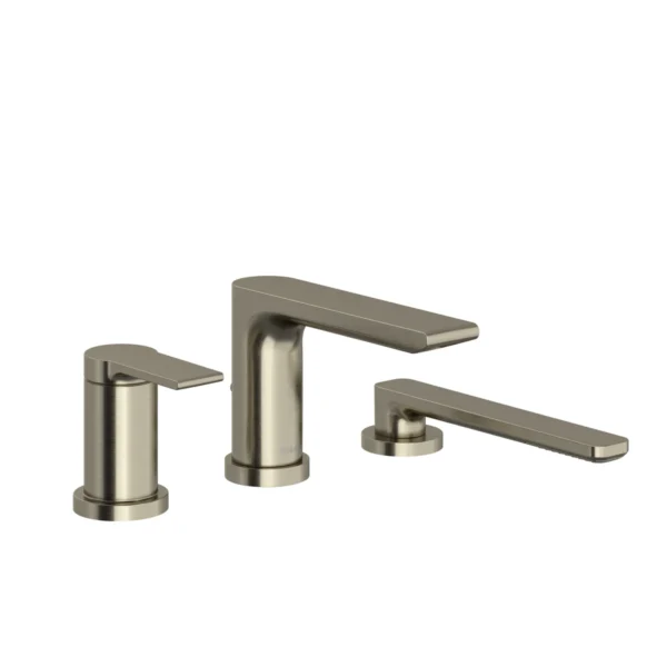 Riobel Fresk 3-Hole Pressure Balance Deck Mount Tub Filler Trim — Brushed Nickel