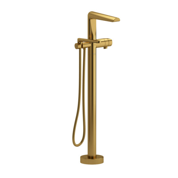 Riobel Parabola floor-mount tub filler in Brushed Gold