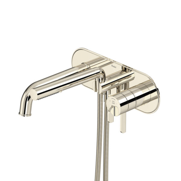 Riobel Authentica Wall Mount Thermostatic/Pressure Balance Tub Filler Trim — Polished Nickel