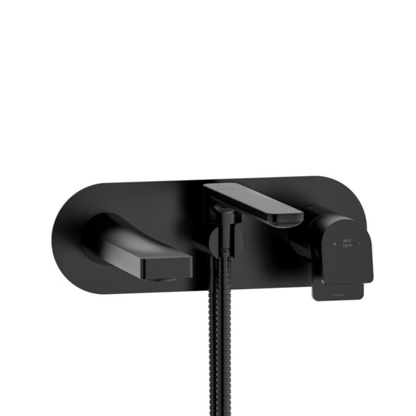 Riobel Ode Wall Mount Thermostatic/Pressure Balance Tub Filler Trim — Black