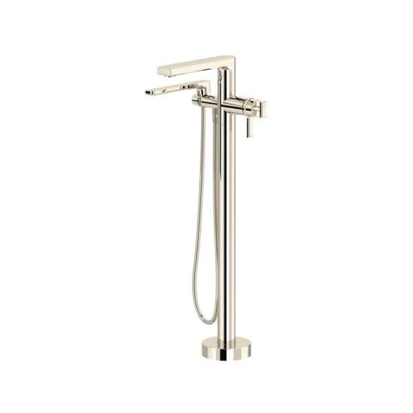 Riobel Manifesto Thermostatic Single Hole Floor Mount Tub Filler Trim — Polished Nickel