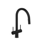 Riobel Azure Two Handle Pull-Down Kitchen Faucet With C-Spout — Black
