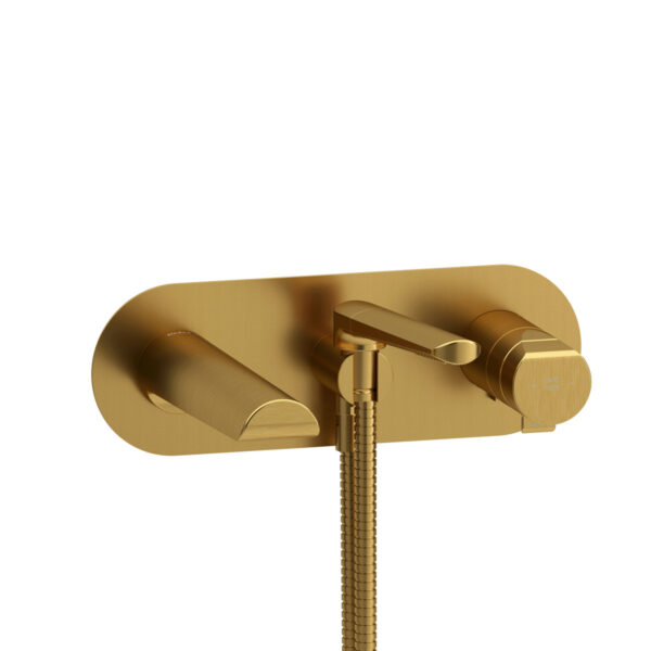 Riobel Parabola Wall Mount Thermostatic/Pressure Balance Tub Filler Trim — Brushed Gold
