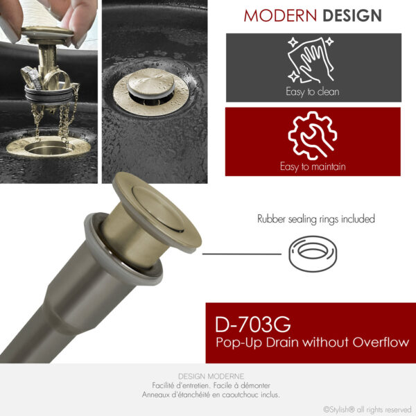 Stylish Pop-Up Drains Set Vessel Sink Without Overflow Bathroom Sink Drain, product view 6