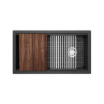 Riobel Fonsa 33" Quartz Chef/Workstation Sink With Accessories — Black