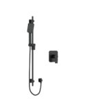 Riobel Fresk pressure balance handshower system in black with Expansion PEX connection