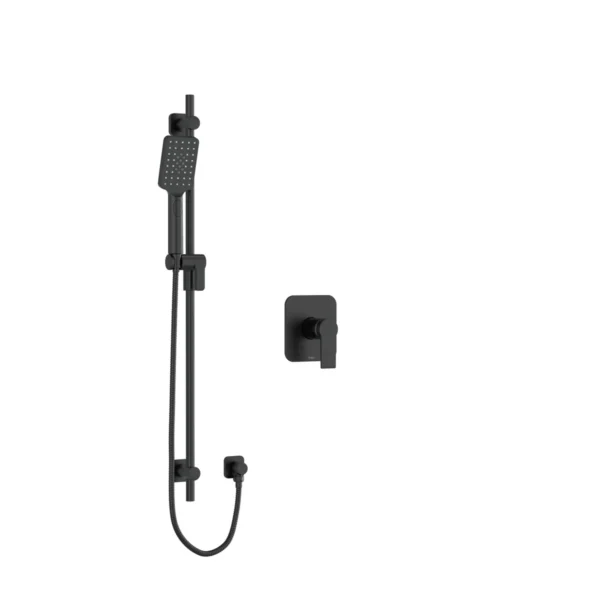 Riobel Fresk pressure balance handshower system in black with PEX connection