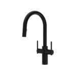 Riobel Lateral Two Handle Pull-Down Kitchen Faucet With C-Spout — Black