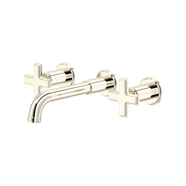 Riobel Manifesto Wall Mount Lavatory Faucet Trim — Polished Nickel — Cross Handles