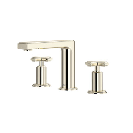 Riobel Manifesto Widespread Lavatory Faucet With Low Spout — Polished Nickel — Cross Handles