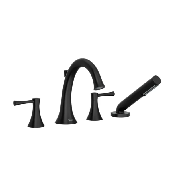 Riobel Edge 4-Hole Deck Mount Tub Filler — Black