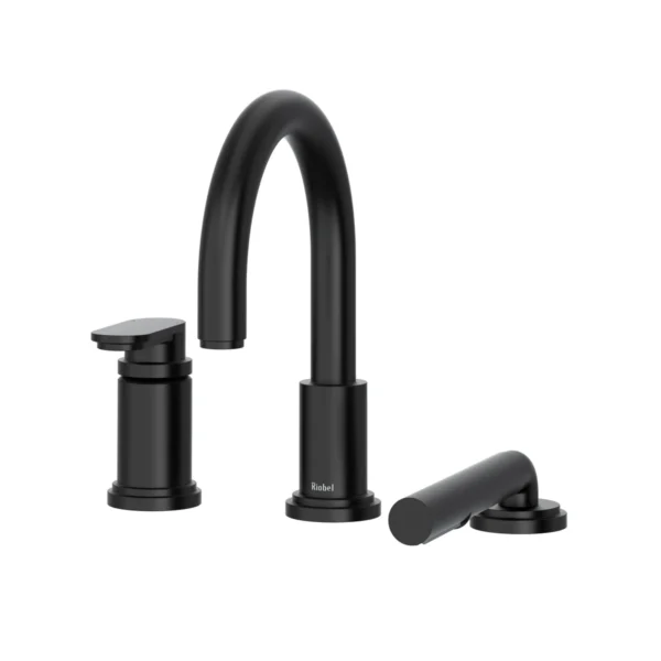 Riobel Arca 3-Hole Pressure Balance Deck Mount Tub Filler Trim — Black