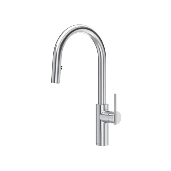 Riobel Lateral Pull-Down Kitchen Faucet With C-Spout — Stainless Steel