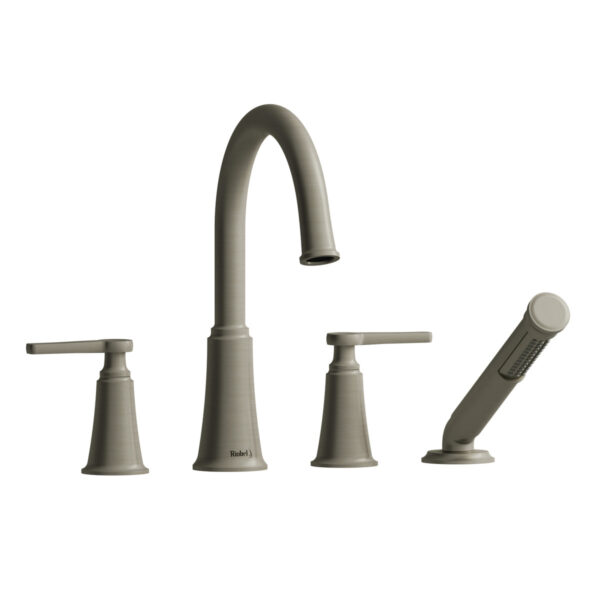 Riobel Momenti 4-Hole Deck Mount Tub Filler With C-Spout — Brushed Nickel