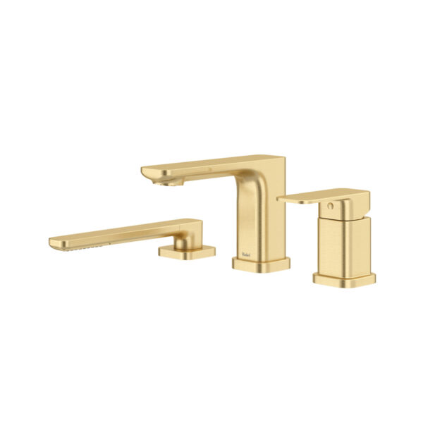 Riobel Equinox 3-Hole Pressure Balance Deck Mount Tub Filler Trim — Satin Brass US4