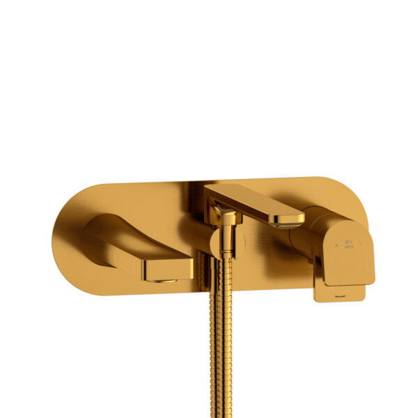 Riobel Ode Wall Mount Thermostatic/Pressure Balance Tub Filler Trim — Brushed Gold