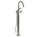 Riobel Momenti Thermostatic Single Hole Floor Mount Tub Filler Trim With C-Spout — Brushed Nickel