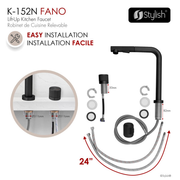 Stylish Fano K-152N Matte Black kitchen faucet, view 3