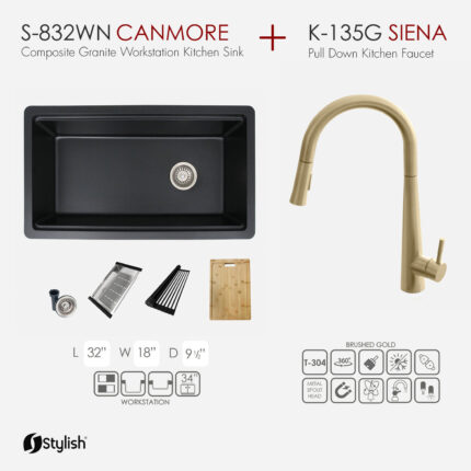 Stylish Canmore Combo Kitchen Fixture Set, product view 1
