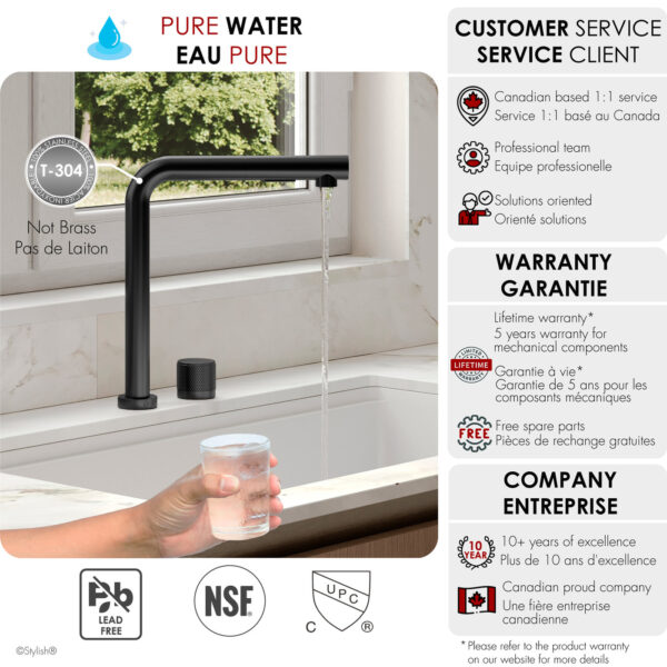 Stylish Fano K-152N Matte Black kitchen faucet, view 8
