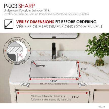 Stylish 21'' Sharp Bathroom Sink, product view 1
