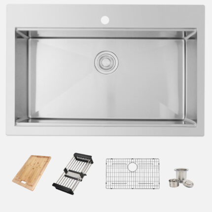 Stylish C430L Azuni 31" Noirt Workstation Single Bowl Kitchen Sink Sink Accessory (Open Box), product view 1