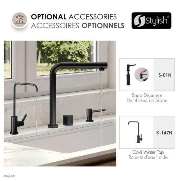 Stylish Fano K-152N Matte Black kitchen faucet, view 10