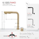 Stylish Fano K-152G Brushed Gold kitchen faucet, view 3