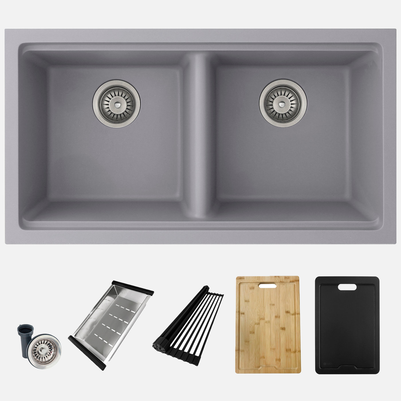 s_833wlk_composite_granite_double_bowl_kitchen_sink_00_e.jpg Stylish 33'' Banff Kitchen Sink, product view 1