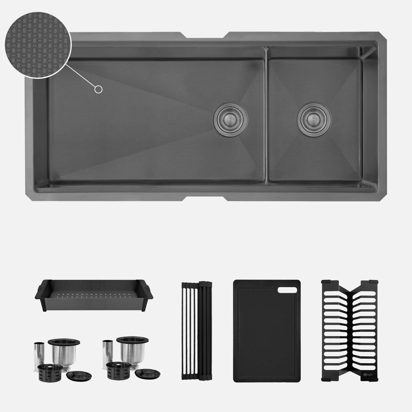 s_742wnk_main_picture_gray.jpg Stylish 42'' Onyxo42 Kitchen Sink, product view 1