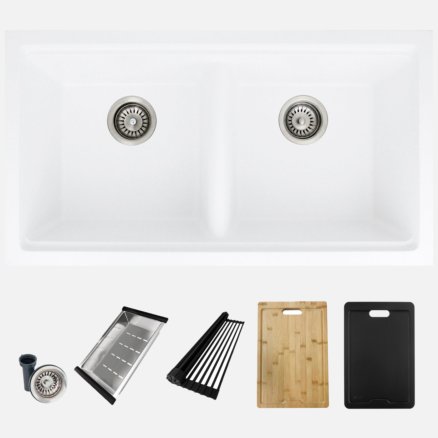 s_833whk_composite_granite_double_bowl_kitchen_sink_00_e.jpg Stylish 33'' Banff Kitchen Sink, product view 1